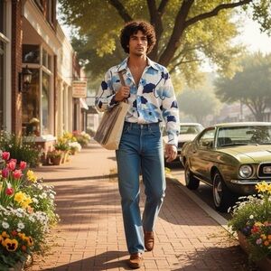 Vintage 70s Men’s Abstract Floral Button Down